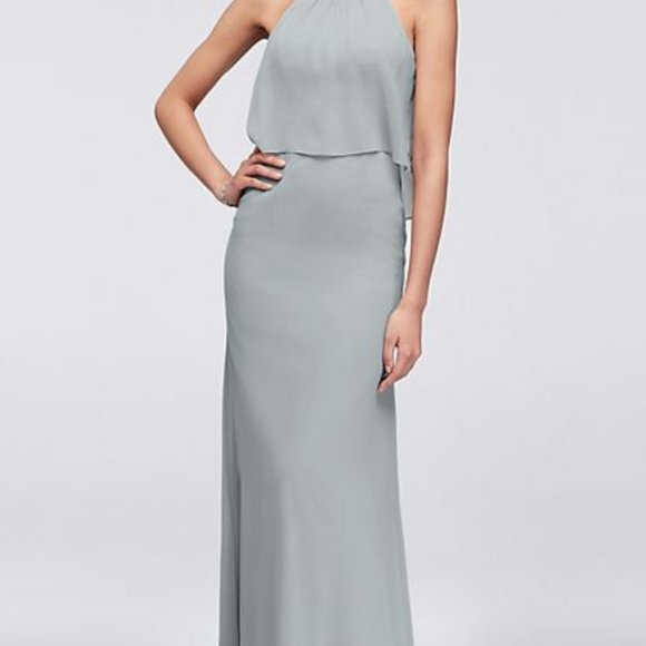Crinkle Chiffon Sheath Bridesmaid Dress Mystic - Picture 3 of 6